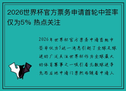 2026世界杯官方票务申请首轮中签率仅为5% 热点关注 2026世界杯官方票务申请首轮中签率仅为5% 热点关注